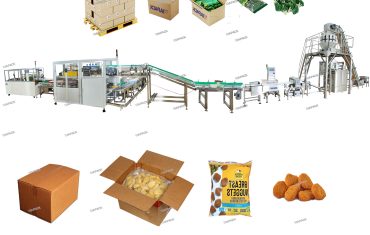 Línea automática de envasado y llenado de cajas de cartón para alimentos congelados