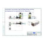 Nuestro cliente ordena una bolsa de fondo plano automática con una bolsa adhesiva superior que forma una línea de envasado, llenado y sellado.